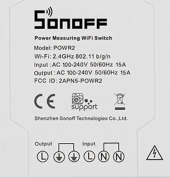SONOFF Pow R2 WiFi 開關，含耗電量測量 WiFi 電源開關 15A 智慧型 Wifi 開關控制器