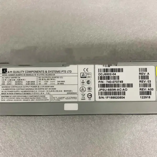 Juniper Jpsu-650w-ac-ao Mx204 Ac 電源供應器